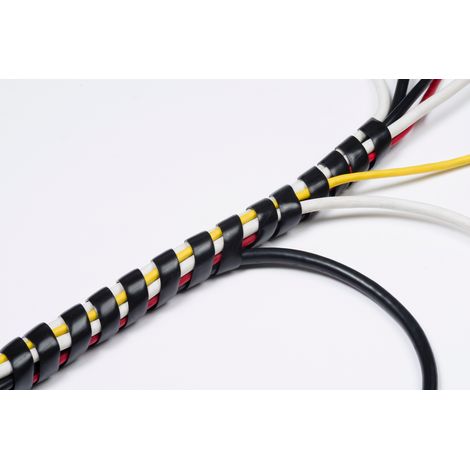 D-Line CTW2.5B Kabelspirale in Schwarz Kabel-Spiralschlauch für hochwertiges Kabelmanagement Länge 2,5 m Spiral-Kabelschlauch dehnbar für 10–40 mm breite Kabelbündel - Schwarz (1/4)