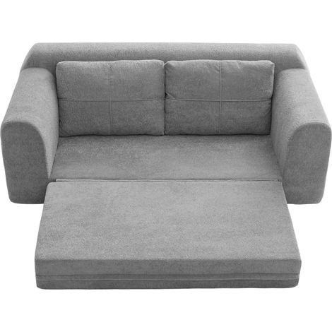Sofá cama plegable convertible de suelo, tejido gris oscuro, 179 x 95 x 79 cm, con cojines, HOMVRA (1/5)
