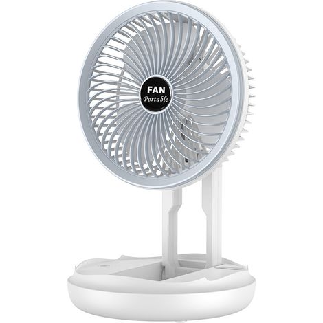 Ventilateur de bureau 18 cm Petit ventilateur portable avec 4 vitesses et crochet Ventilateur personnel pliable, silencieux et rechargeable par USB pour chambre, bureau, camping-car et autres acti (1/5)