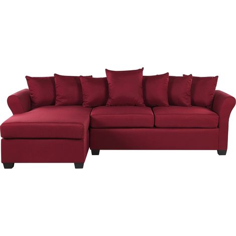 Corner Sofa 3 Seater VIKNA Fabric Dark Red Right Hand
