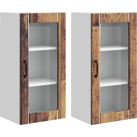 Maison Exclusive - Mobile in vetro da parete PORTO 2 pcs Legno vecchio