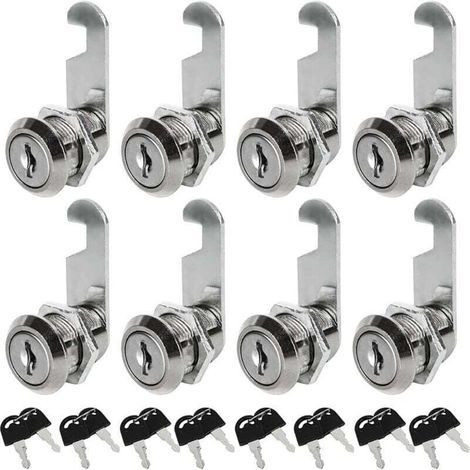Set mit 8 Briefkastenschlössern (30 mm) – Zinklegierung – 16 Universalschlüssel – Für Schubladen und Schränke – Schnelle Montage