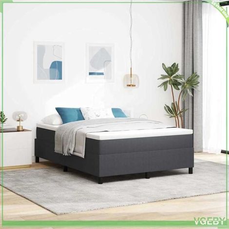 Lit Box Spring - FAF7291712456329 - Velours côtelé - 160 x 200 cm (2 places) - Gris foncé/blanc (1/5)