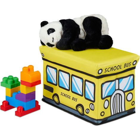 Caja plegable para guardar juguetes con tapa y asiento