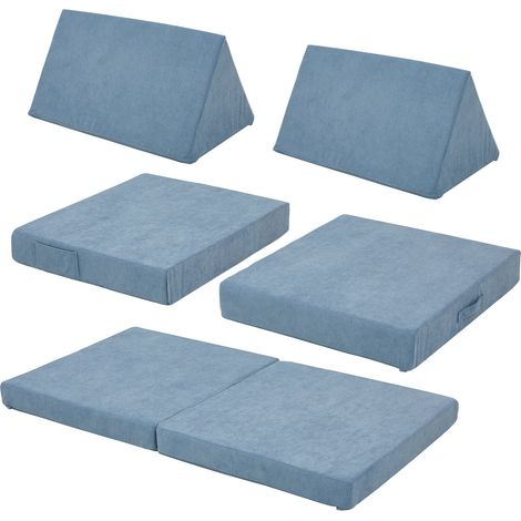 Set divano e poltrona da gioco in velluto a coste 5 pezzi 120 x 66 x 46 cm blu 030009142