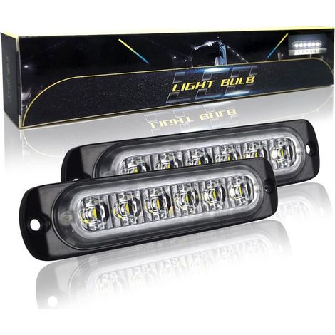 2 articles blanc Barre D'alarme Stroboscopique d'urgence 6 LED Lampe Flash 12V 24V LED D'urgence (1/5)