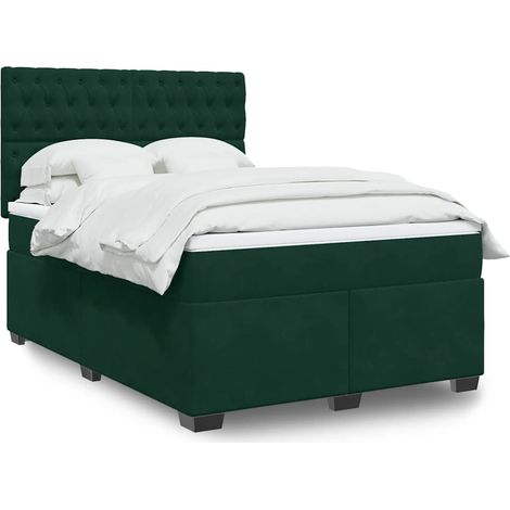 Boxspringbett mit Matratze Dunkelgrün 140x190 cm Samt