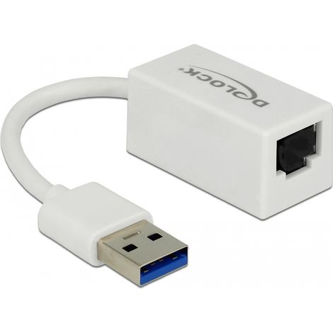 Delock Adaptador SuperSpeed USB (USB 3.1 Gen 1) con USB Tipo-A macho  Gigabit LAN 10/100/1000 Mbps compacto blanco