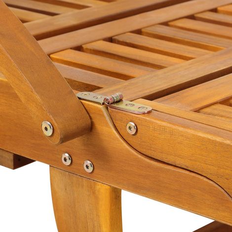 Lettino prendisole in legno di acacia con ruote e vassoio 231475079 (1/5)