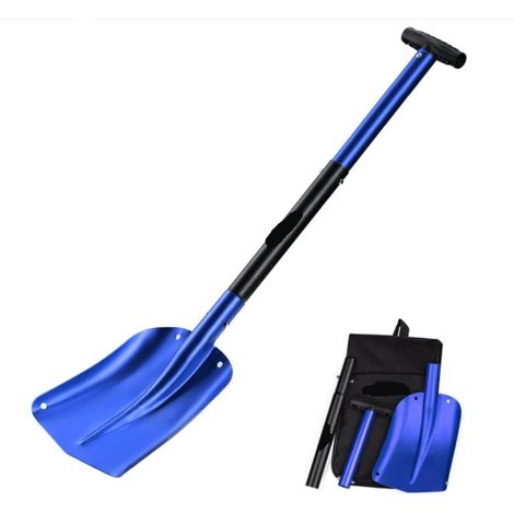 Bleu Pelle à Neige en Aluminium Réglable 3 Parties démontables avec Poche de Transport et Un grattoir de Voiture pour la Voiture d'hiver de Jardinage extérieur.