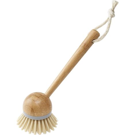 Brosse à vaisselle en bambou naturel, style rétro classique, Natur (1/5)