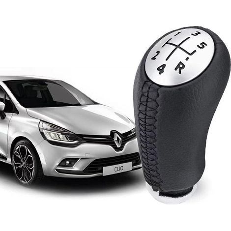 Pommeau de vitesse en cuir pour Renault Clio III – Levier 5 vitesses – Confort ergonomique – Installation rapide et facile (1/5)