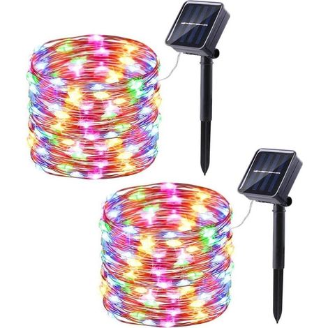 Guirlande Solaire Exterieur,Chacun 12M 100 LED étanche Guirlande Lumineuse Solaire 8 Modes pour Jardin,Terrasse,Cour,Arbre de Noël,Mariage Fête Décoration(Coloré) (1/5)