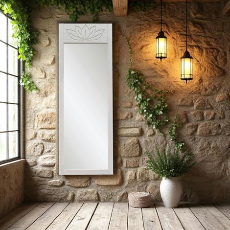 Miroir vertical blanc - motif lotus, 155 cm HILO (1/5)