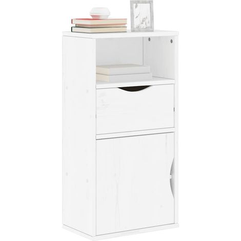 Side Cabinet with Drawer "ODDA" White 40x24x79 cm Solid Wood Pine vidaXL