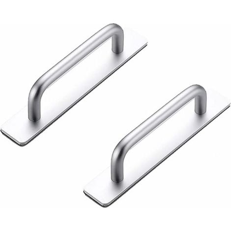 royaluxe - Lot de 2 poignées adhésives en aluminium pour armoire, chambre, salle de bain, cuisine (106 mm, argent) (1/5)