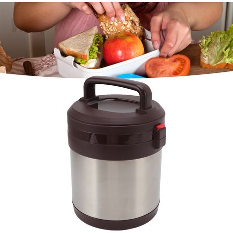 Boîte à lunch isotherme en acier inoxydable 304, seau à lunch portable pour étudiants et employés de bureau, grande capacité, avec pot, finition acier inoxydable naturel (1/5)