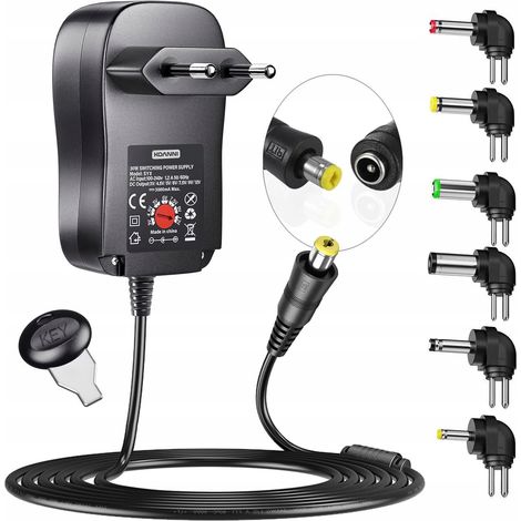 Cargador universal ajustable de 3-12 V, USB, 30 W, 6 puntas. (1/5)