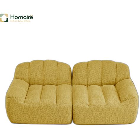 Canapé modulable en polaire jaune avec accoudoirs 210 x 104 x 79 cm HOMAIRE (1/5)