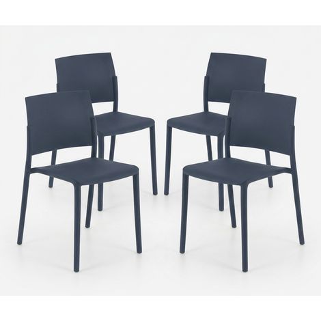 Set mit 4 stapelbaren Küchenstühlen aus Polypropylen, leichtes Design Aurora - Taubengrau (1/5)