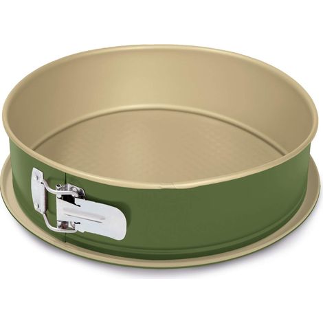 Guardini, Tortiera apribile 1 fondo Ø 26 cm, Fondo salvagoccia, Acciaio con rivestimento antiaderente a base di Cera di Carnauba, Colore verde/beige, Made in Italy, Linea B-Nat (1/4)
