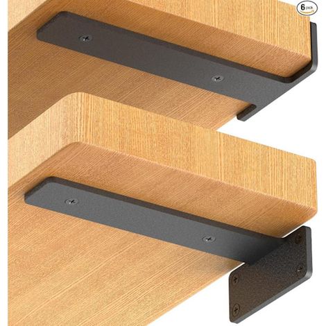 Filiyano-[LCS] Lot de 6 supports d'étagère flottants, équerres en L métalliques noires de 15 cm pour supports d'étagère (1/5)