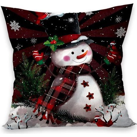 Weihnachtskissenbezug, Baumwoll-Leinen, niedliches Cartoon-Design, Weihnachtskissendekoration, 45 x 45 cm, für Autos und Sofas (1/3)