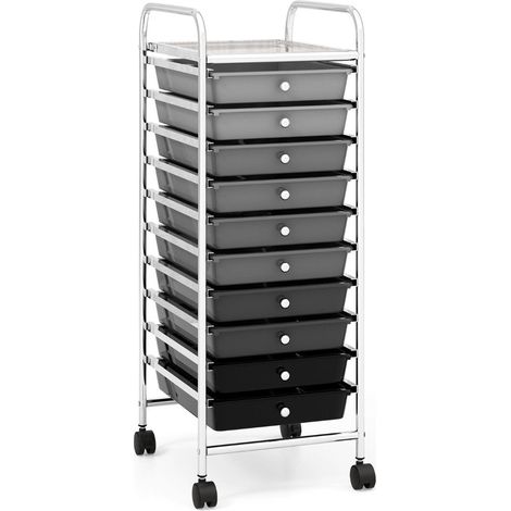 Carro con 10 cajones apilables, contenedor con ruedas, carro de baño, carro de baño, estante de baño