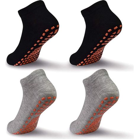 4 paires de chaussettes antidérapantes pour trampoline enfant - chaussettes antidérapantes en silicone pour enfants - chaussettes de yoga douces et respirantes - conviennent aux garçons et aux filles (1/5)