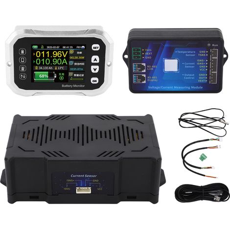 Analyseur de batterie 2,4 pouces écran couleur, protection contre surtension, alarme sonore, voltmètre camping-car 0-120V 600A, contrôleur de charge avec capteur, kit de surveillance (1/5)