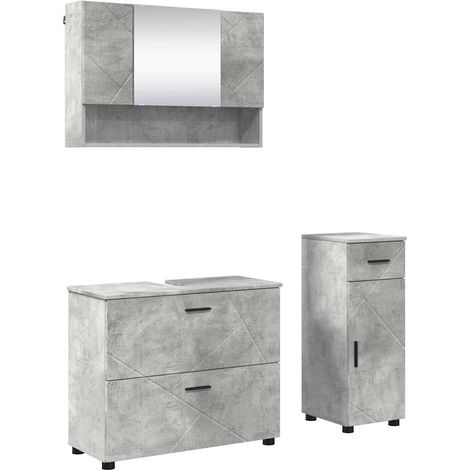 Juego de muebles de baño con cajón 3 pcs Gris Concreto vidaXL (1/5)