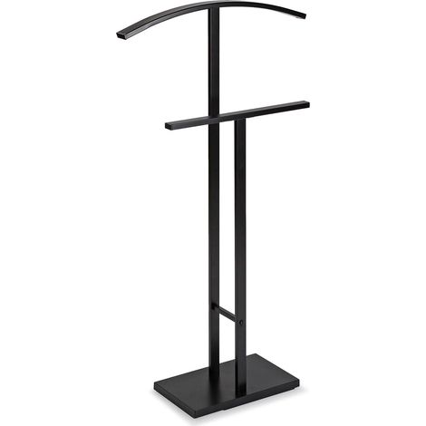 Valet de Nuit Multifonctionnel avec 2 Perchoirs Penderie pour Vêtements Homme ou Femme Valet de Chambre, Dimensions (H x l x L) 100 x 20 x 52 cm, Acier, Couleur: Noir