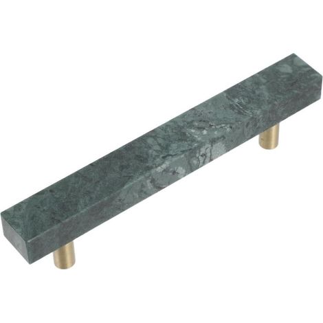 Poignées de meuble en marbre vert et laiton, design carré à (1/5)