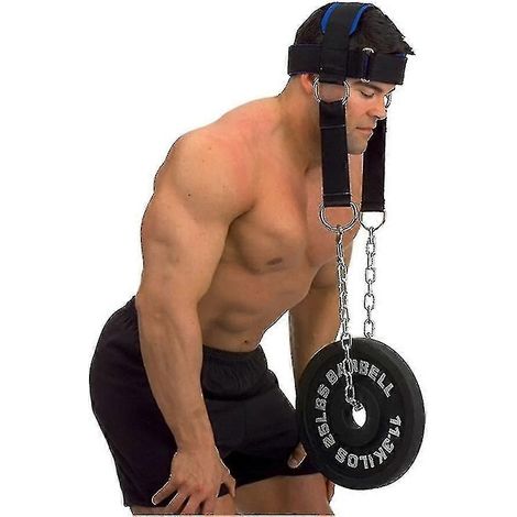 Harnais de tête avec sangle de renforcement musculaire et chaîne, ceinture d'entraînement de force pour le cou réglable en salle de sport et fitness (1/3)