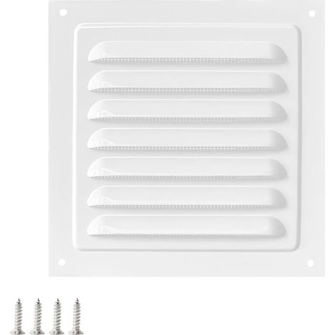 1 Pièces 150 x 150 mm Grille de Ventilation Carrée en Acier Inoxydable, Modèle à Persiennes Avec Moustiquaire pour Mur, Plafond, Blanc (1/5)