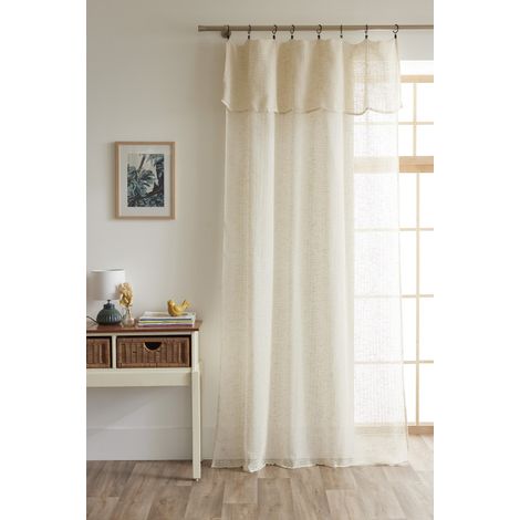 Voilage ajustable + 8 anneaux pince 140 x 270 cm Polyester effet maille "Freya" Le fil d'Ariane - Freya Sable - (1/4)