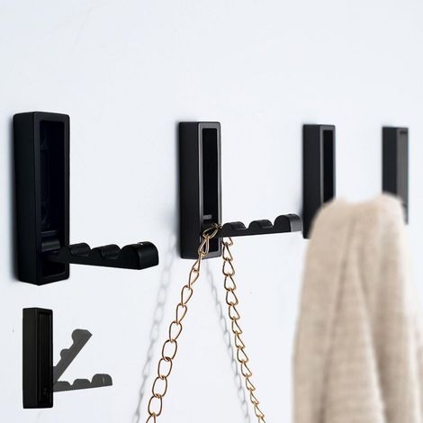 Klappbare Wandhaken für Mäntel, Handtücher und Taschen – Mattschwarz, 4er-Set