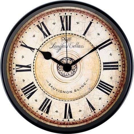 Horloge murale, 30,5 cm, en métal noir, horloge murale de style européen, horloge vintage, silencieuse, fonctionne avec des piles avec verre HD, facile à lire pour décoration intérieure (Noir 30,5 cm) (1/5)