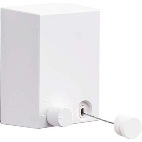 Tendedero extensible para uso interior y exterior, de pared, con cable de acero ajustable de 4,2 m (blanco) - Crezuo