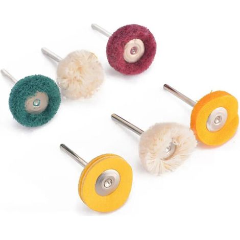 YMYNY 6 pièces 3mm tige feutre de laine meulage tête de ponçage abrasif roue de polissage fil de coton brosse de polissage (1/4)