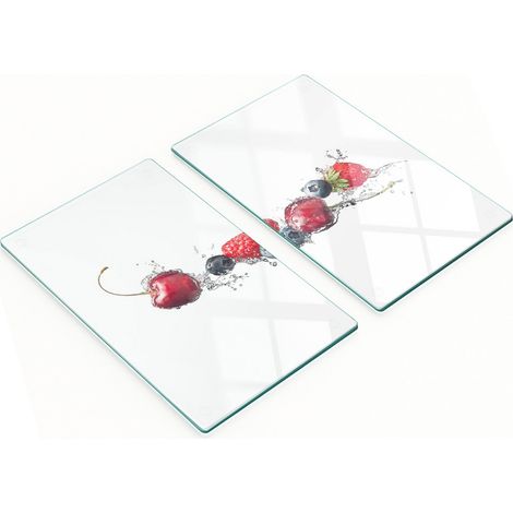 Tablas de cocina de vidrio templado con gr谩ficos, 2 piezas, Frutos del bosque, 2x30x52 cm (1/5)