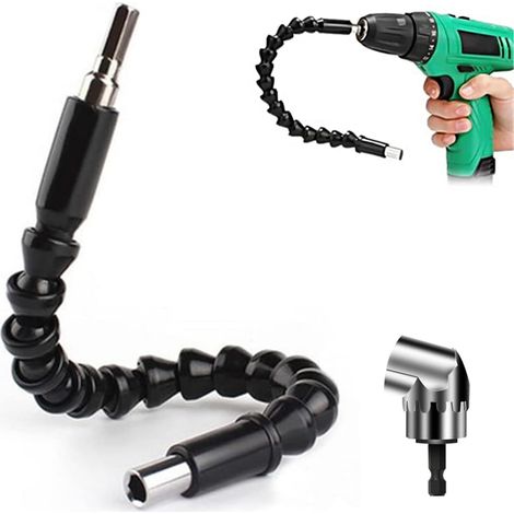 Ensemble de rallonge coudée et flexible pour perceuses ou tournevis. Adaptateur pour douille 1/4". (1/5)