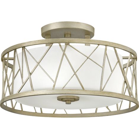 Plafonnier salon lampe lampe métal verre argent D 50,8 cm 3 flammes (1/4)