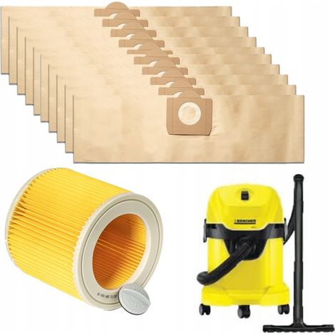 10 sacchetti filtro per aspirapolvere Karcher WD3 200 MV3