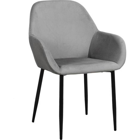 Fauteuil gris fonce velours cotele 59x85x55,7 cm