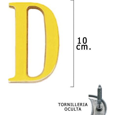 Letra Latón "D" 10 cm. con Tornilleria Oculta (Blister 1 Pieza)