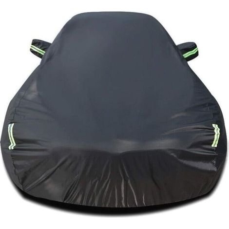 SUV Housse Voiture Taffetas Polyester Argent Imperméable Anti Poussière Pare Soleil Universel Noir-430175150CM