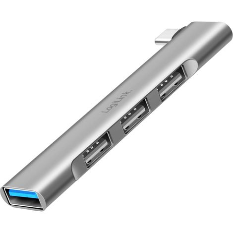 Concentrador USB-C ultradelgado de 4 puertos: 1 USB-A3.0, 3 USB-A2.0