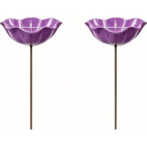 Set di 2 abbeveratoi/vasche per uccelli, ciotola per colibrì, decorazione da giardino, fornisce acqua, lega di alluminio, 15 x 15 x 60 cm, ideale per aiuole, vialetti, ecc. (1/5)