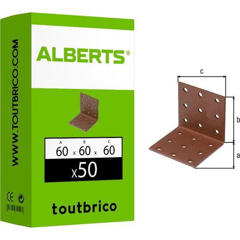 50 équerres d'assemblage 60x60x60mm brun rouille galvanisé Duravis